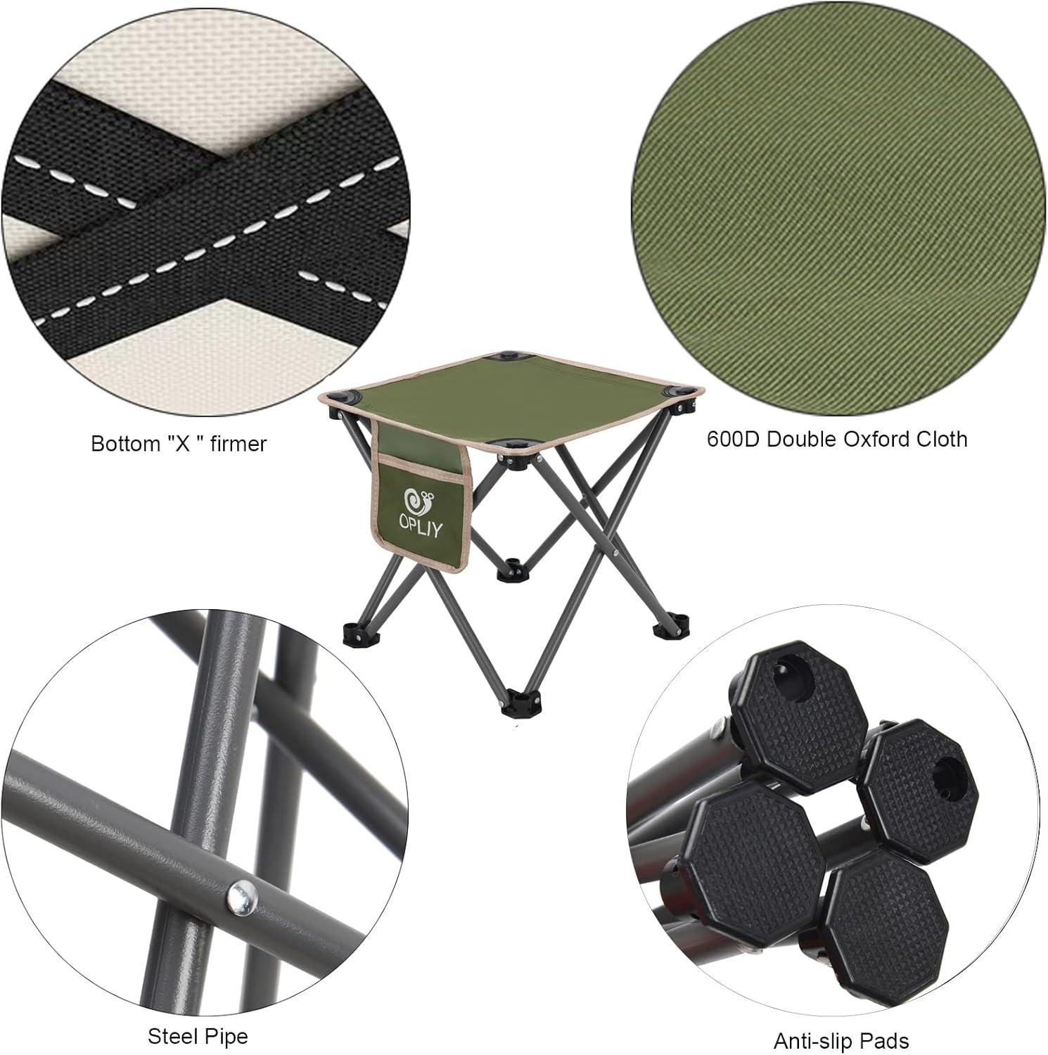 Green 13.5'' Portable Folding Camping Stool with Carry Bag