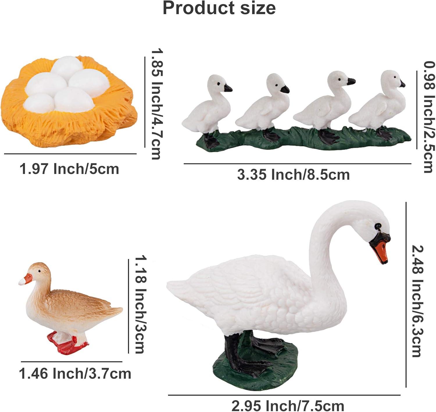 TOYMANY 16PCS Farm Animals Figurines Life Cycle of Chicken Hen Duck Goose White Swan, Plastic Safariology Growth Cycle Eggs Figures Toy Kit School Project Cake Topper for Kids Toddlers