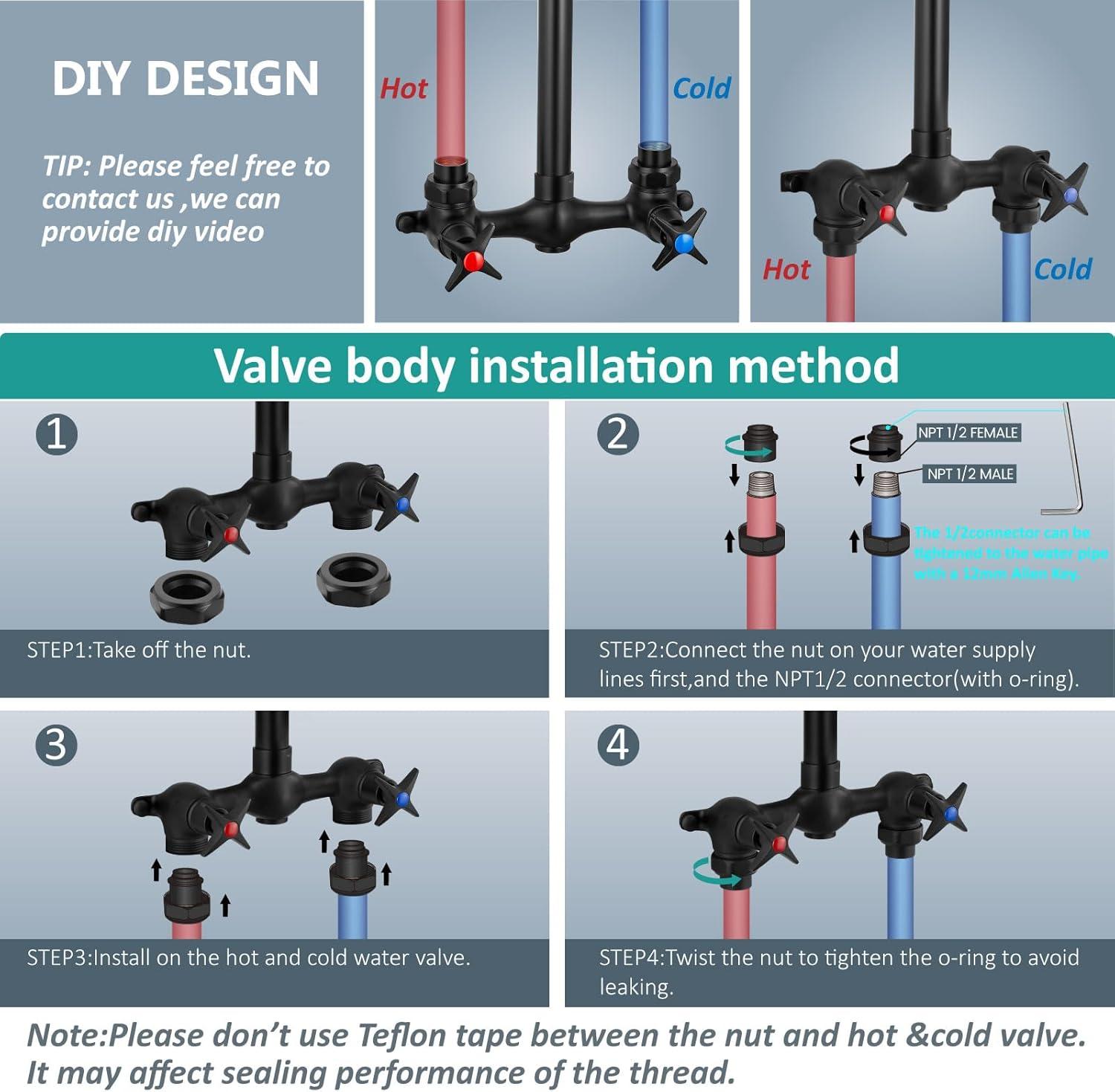 Matte Black Adjustable Outdoor Shower Kit with Brass Valve