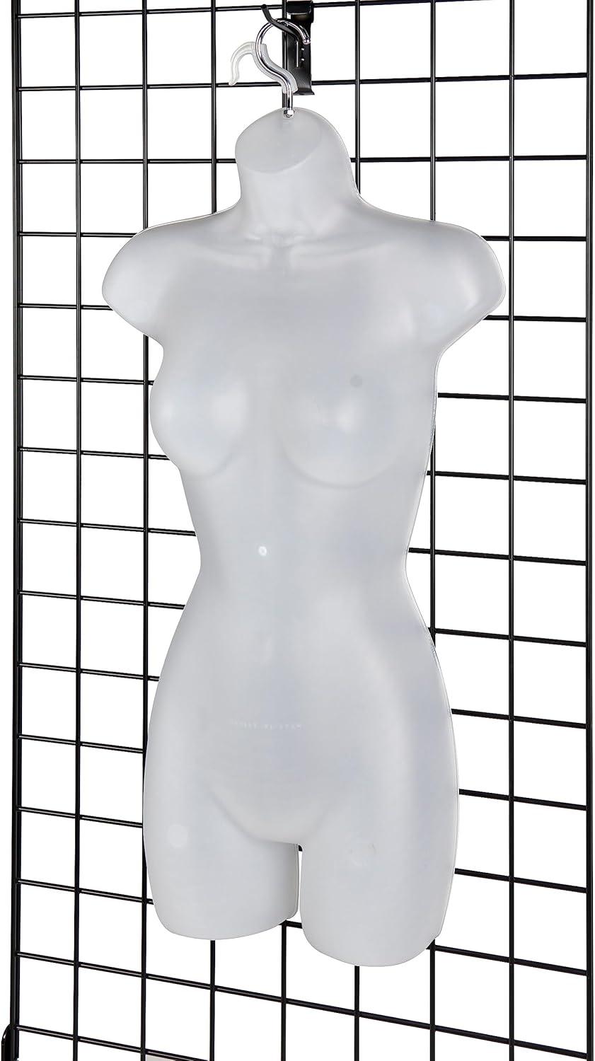 SSWBasics Female Molded Shatterproof Frosted Shapely Torso Form with Hook