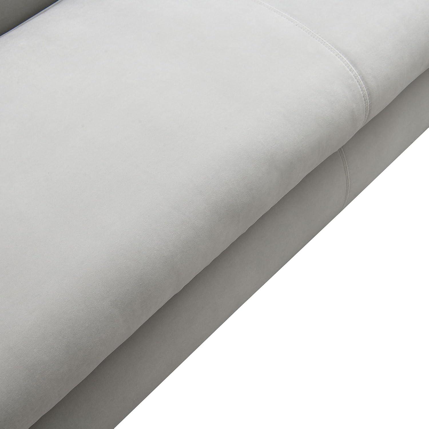 Light Grey Velvet Sofa with Solid Wood Bracket Legs