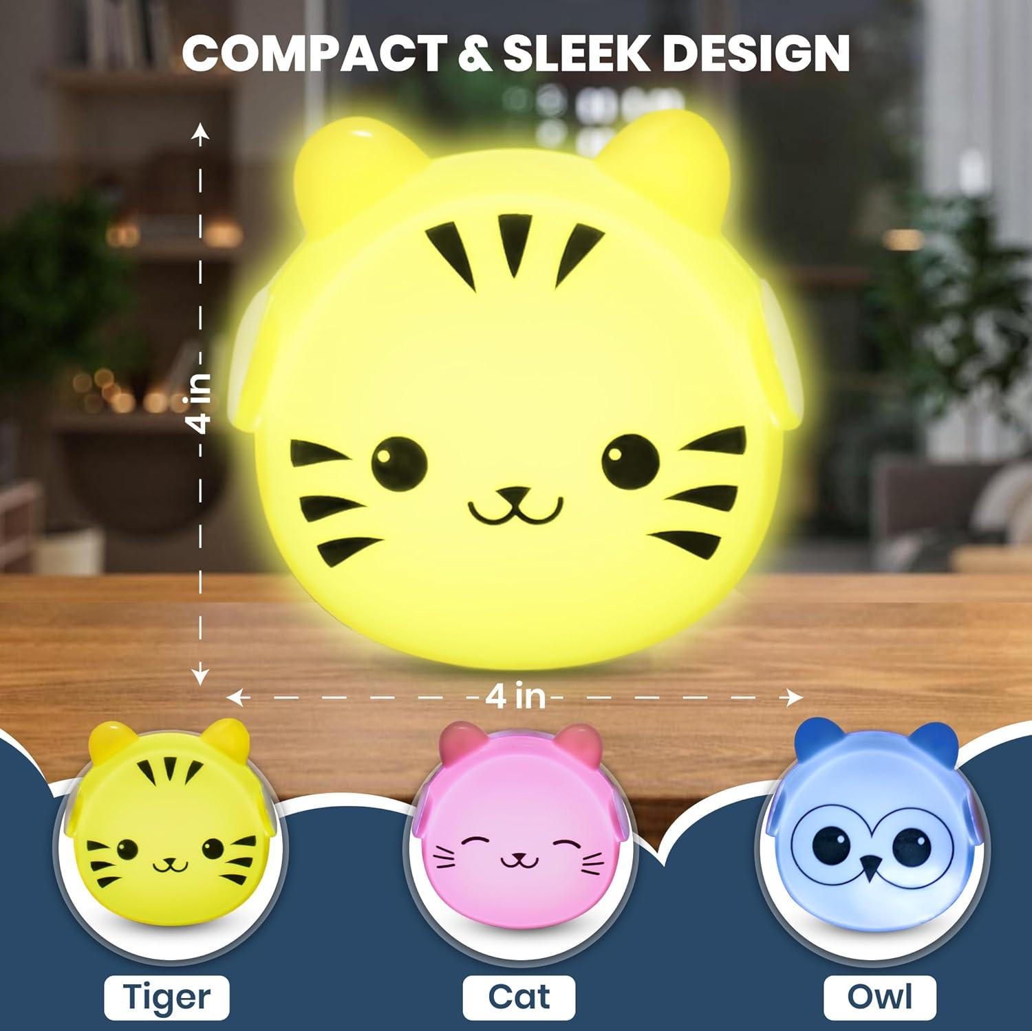 Colorful Animal LED Plug-In Nightlight Set for Kids