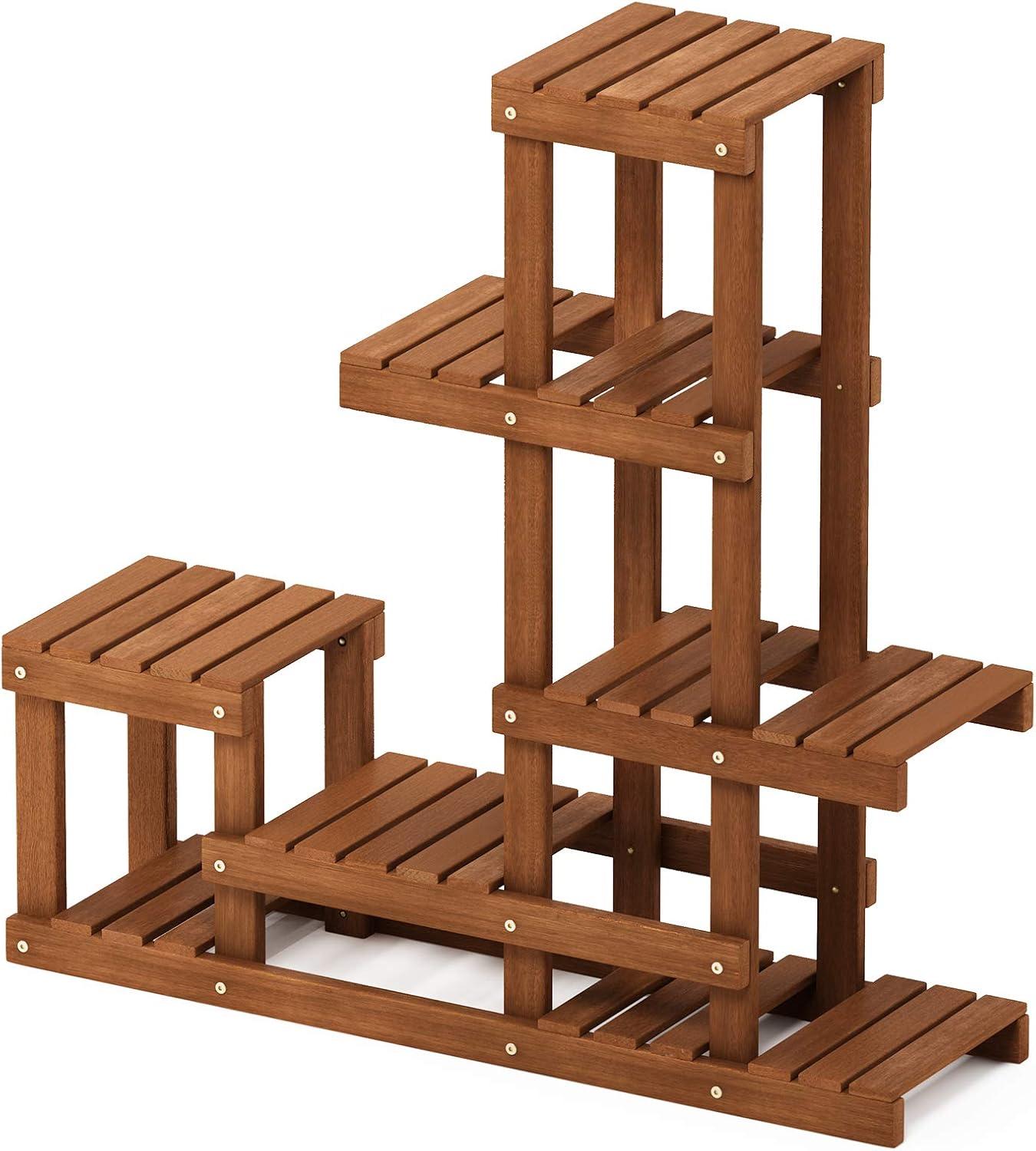 Furinno 10 x 35.5 x 36 5-Tier Brown Hardwood Floral Plant Stand