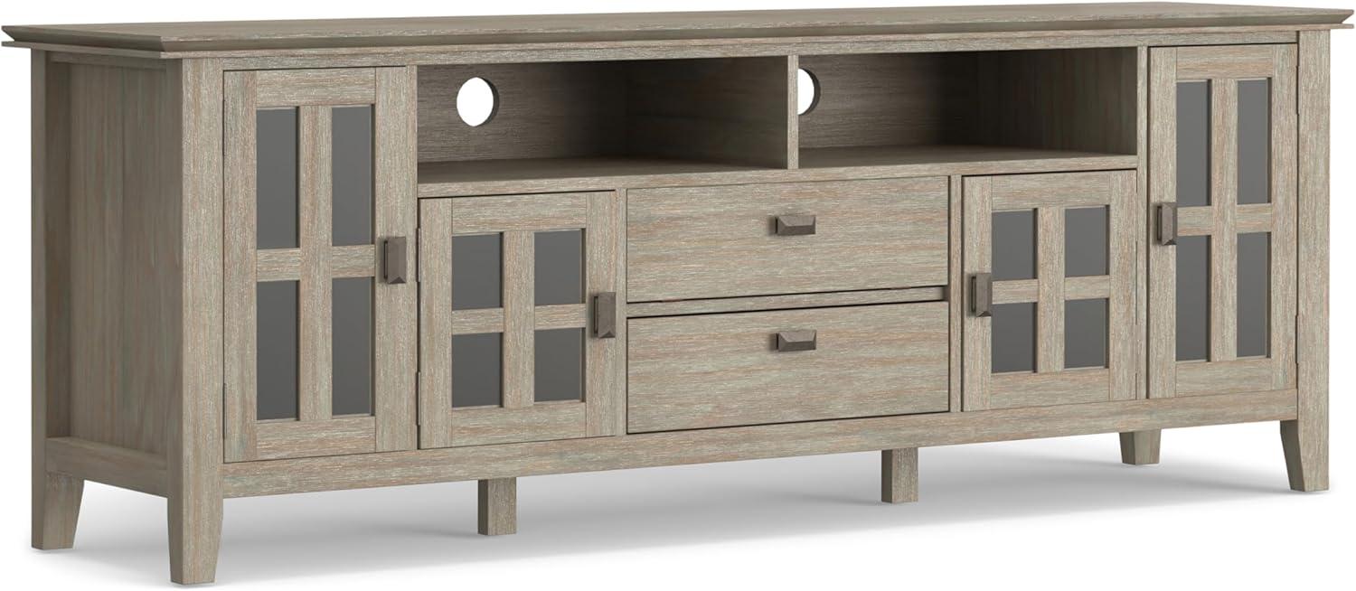 Artisan Wood 72" Transitional TV Media Stand in Gray For TVs up to 80"