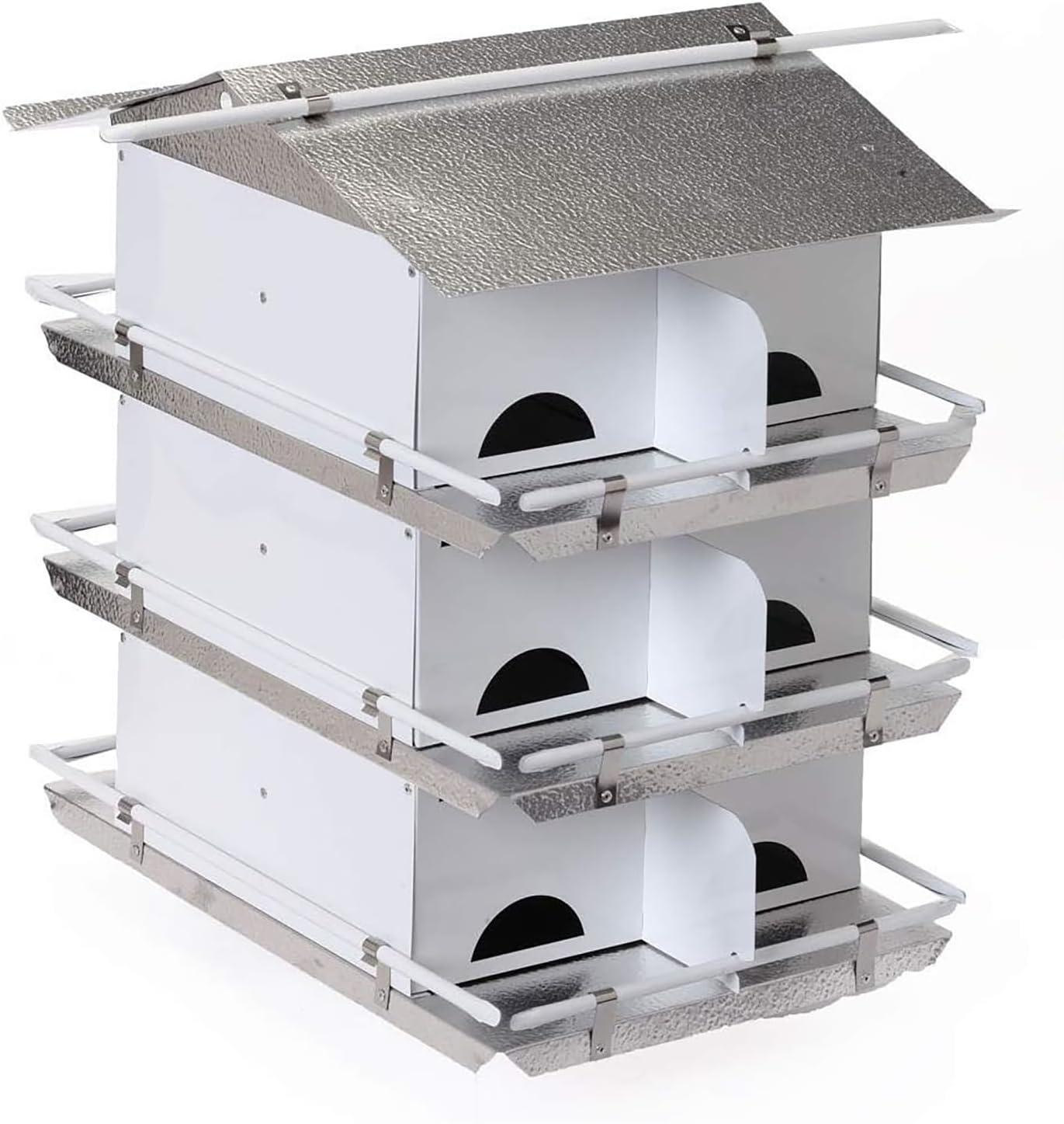 Birds Choice Birds Choice Medium 3-Level, 12-Room Purple Martin Bird House with Starling-Resistant Entrances, White/Grey