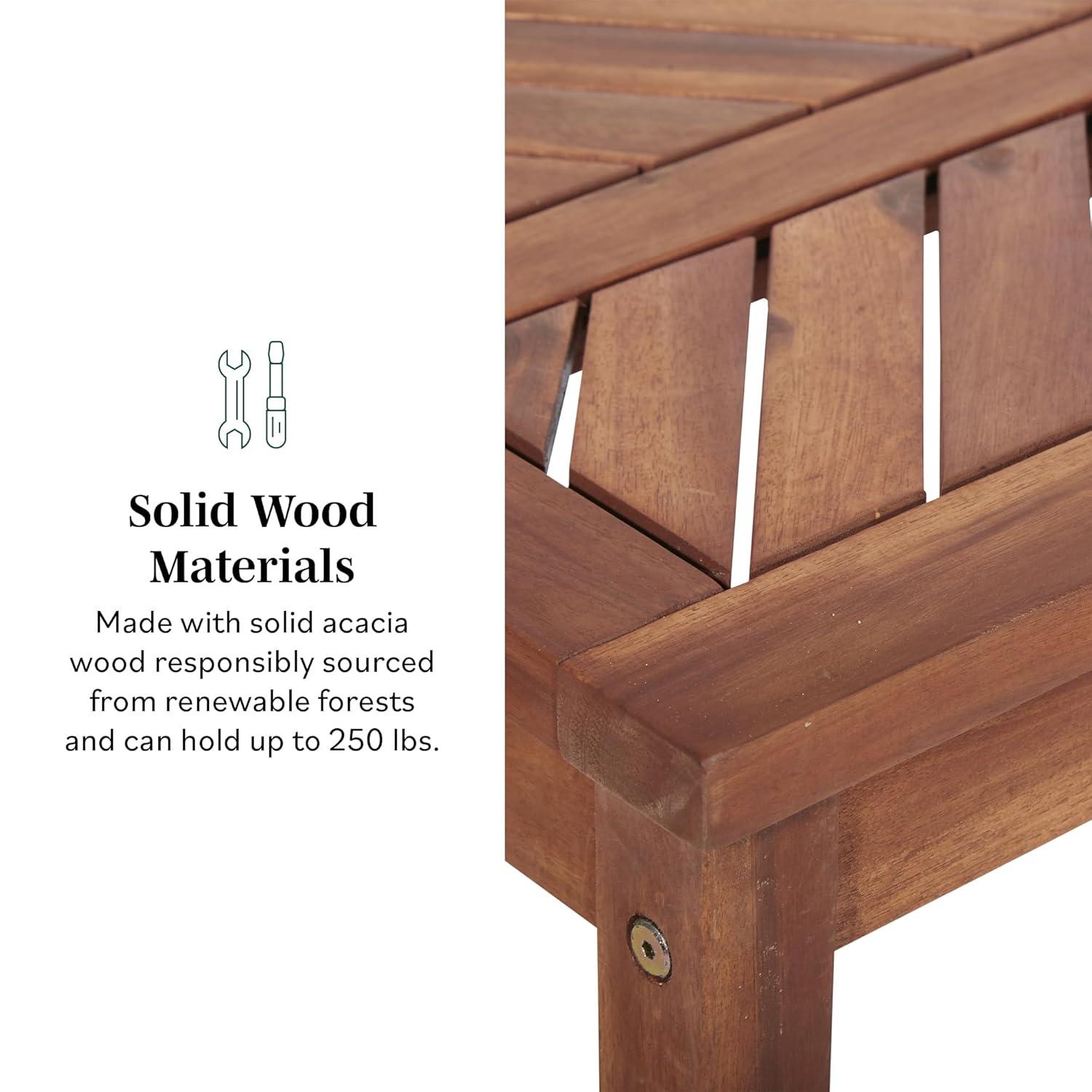 53" Modern Outdoor Wood Patio Dining Bench - Dark Brown