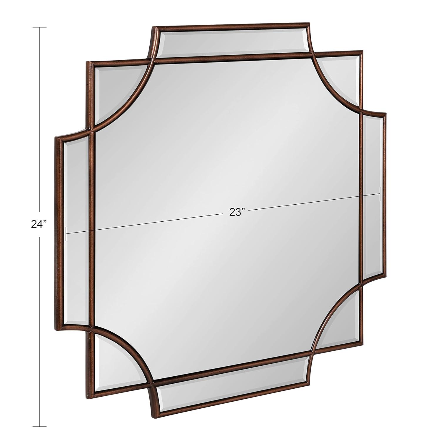 Kate and Laurel Minuette Traditional Square Mirror, 24 x 24, Bronze, Decorative Farmhouse Mirror with Elegant Scalloped Interlocking Geometry With Slim Profile
