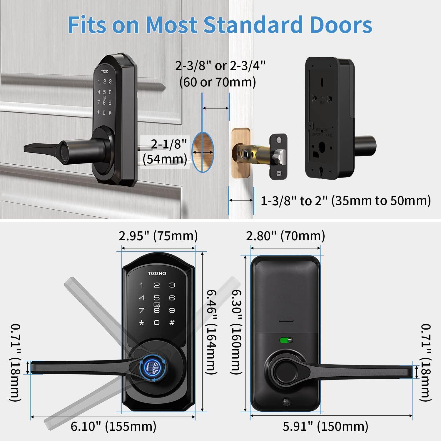 Matte Black Bluetooth Smart Door Lock with Keypad and Fingerprint