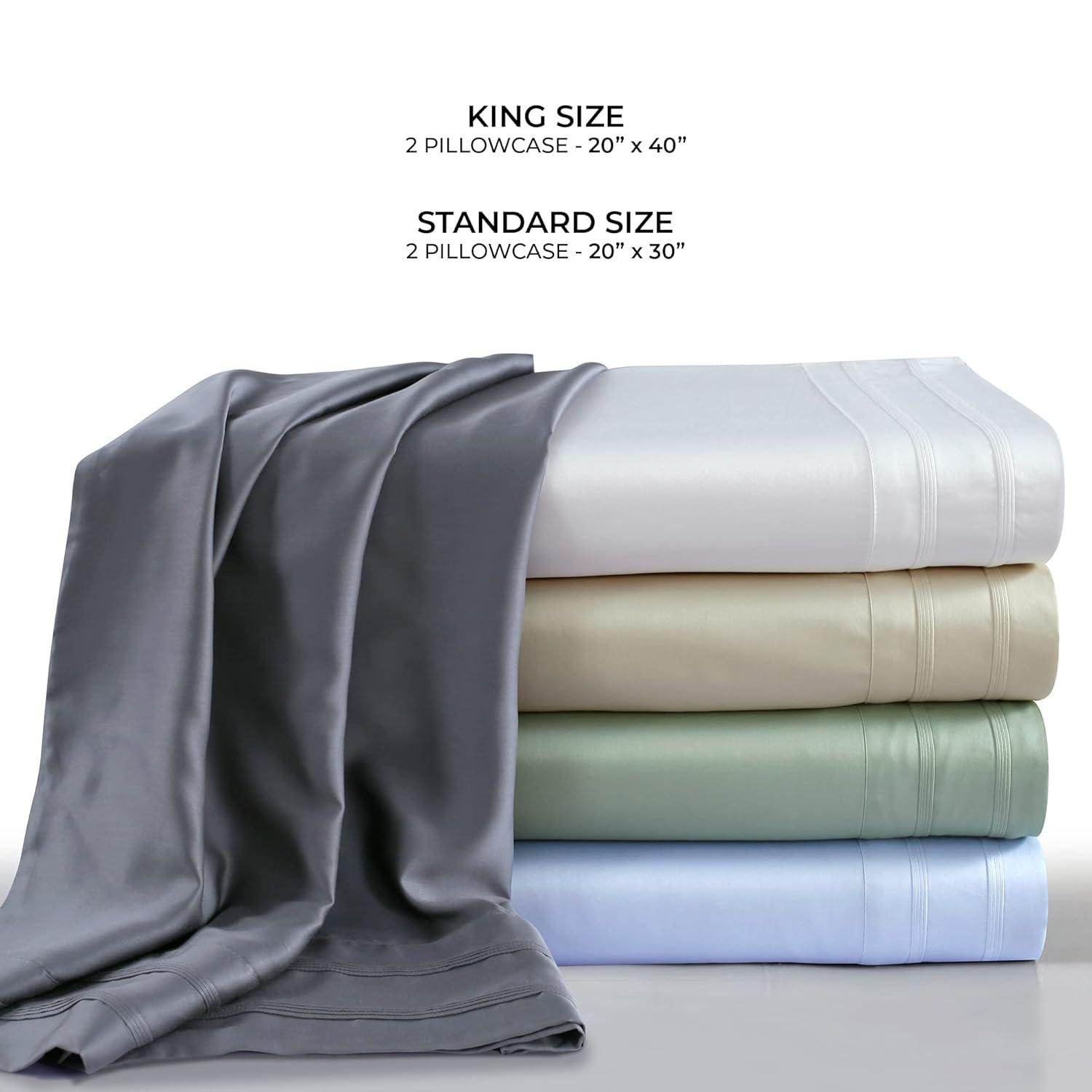 Rayon from Bamboo Solid Pillowcase Pair (King) Sage 300 Thread Count - Tribeca Living