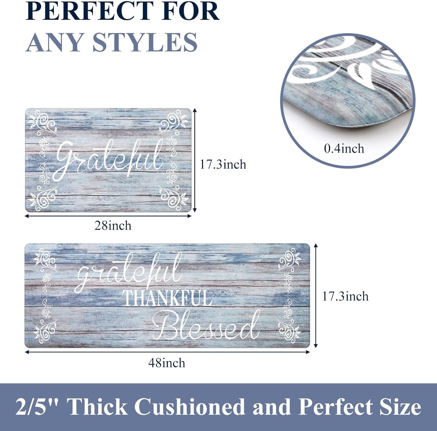 HEBE Anti Fatigue Kitchen Mat Set of 2 Non Slip Cushioned Kitchen Mats for Floor Waterproof Farmhouse Kitchen Rugs and Mats Set Comfort Standing Desk Mat Carpet for Sink,Office,Laundry