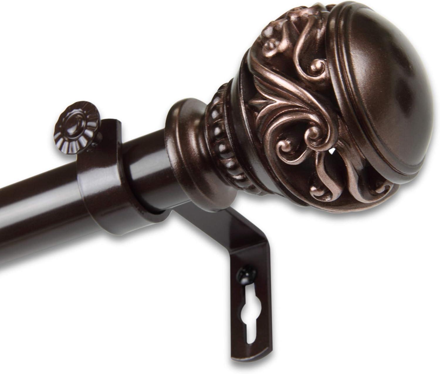 Bronze 1" Steel Curtain Rod with Embossed Finials