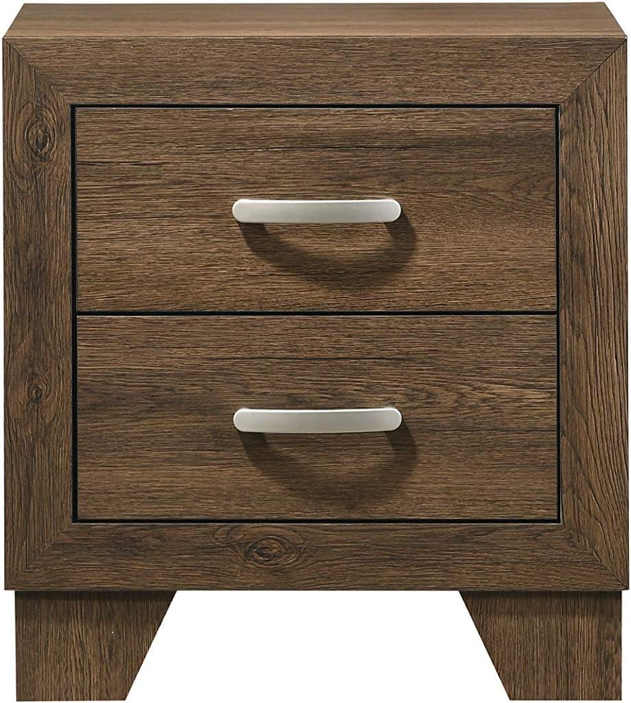 Miquell Oak 2-Drawer Wooden Nightstand