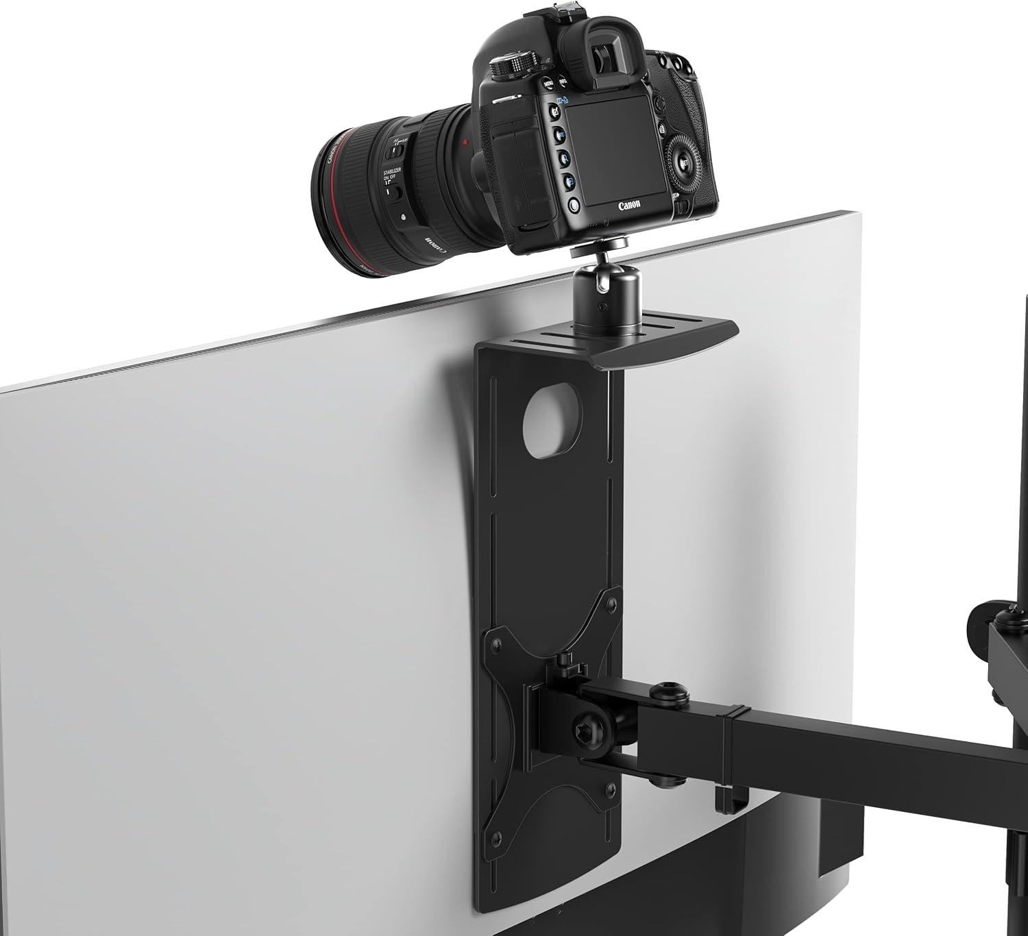 Small Black VESA Mount Monitor Shelf for DSLR Cameras