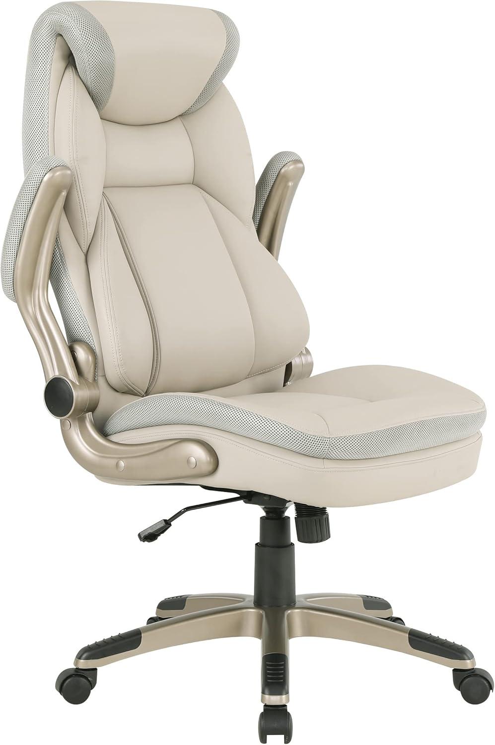 Executive Taupe Gray Bonded Leather Chair with Cocoa Coated Nylon Base