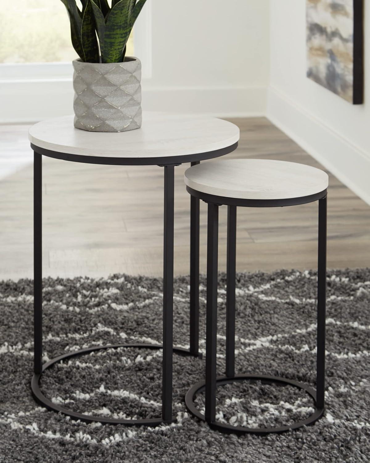 Signature Design by Ashley Casual Briarsboro Accent Table (Set of 2) White/Black