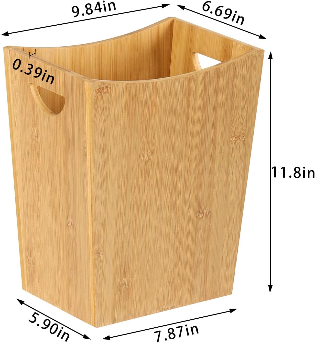LIANTRAL Wood Trash Can Wastebasket, 2 Gallon Small Bathroom Garbage Can Wood Waste Basket Trash Container Recycling Bin for Bathroom, Bedroom, Living Room, Office, Kitchen