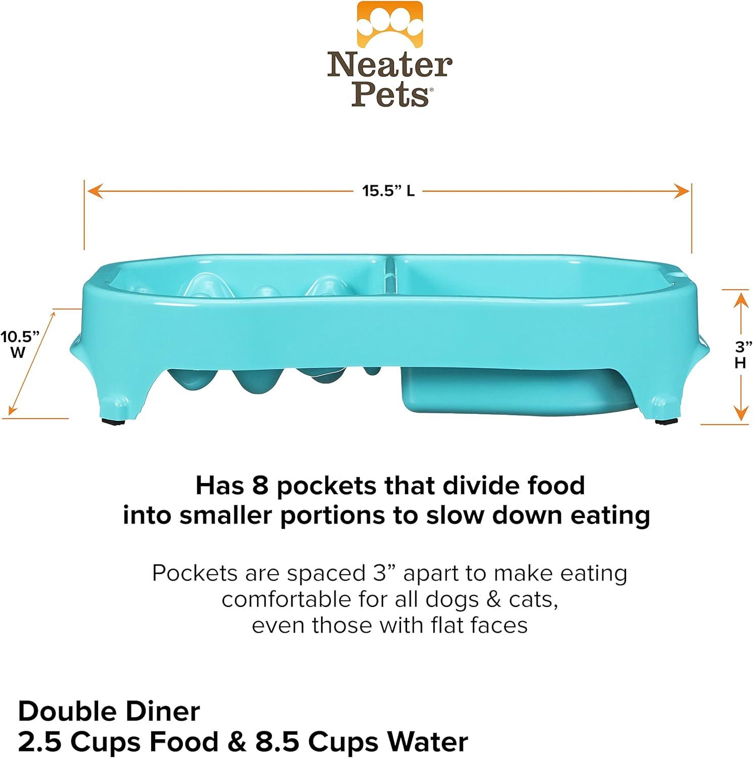 Aquamarine Double Diner Slow Feeder for Medium Breeds