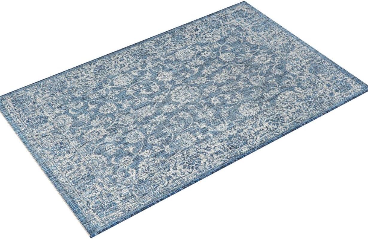 Tela Bohemian Inspired Textured Weave Floral Indoor/Outdoor Area Rug - JONATHAN Y