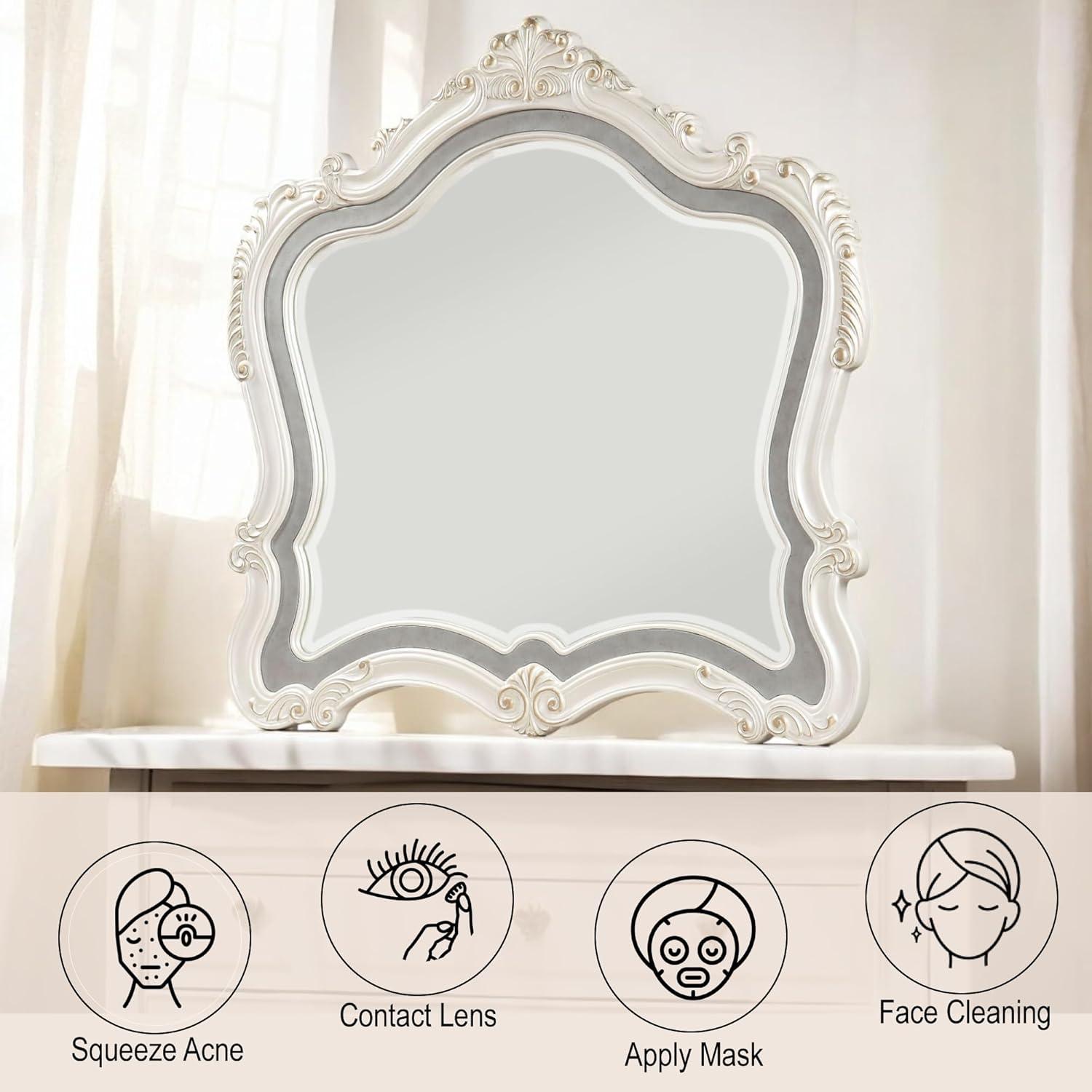 ACME Chantelle Mirror in Pearl White