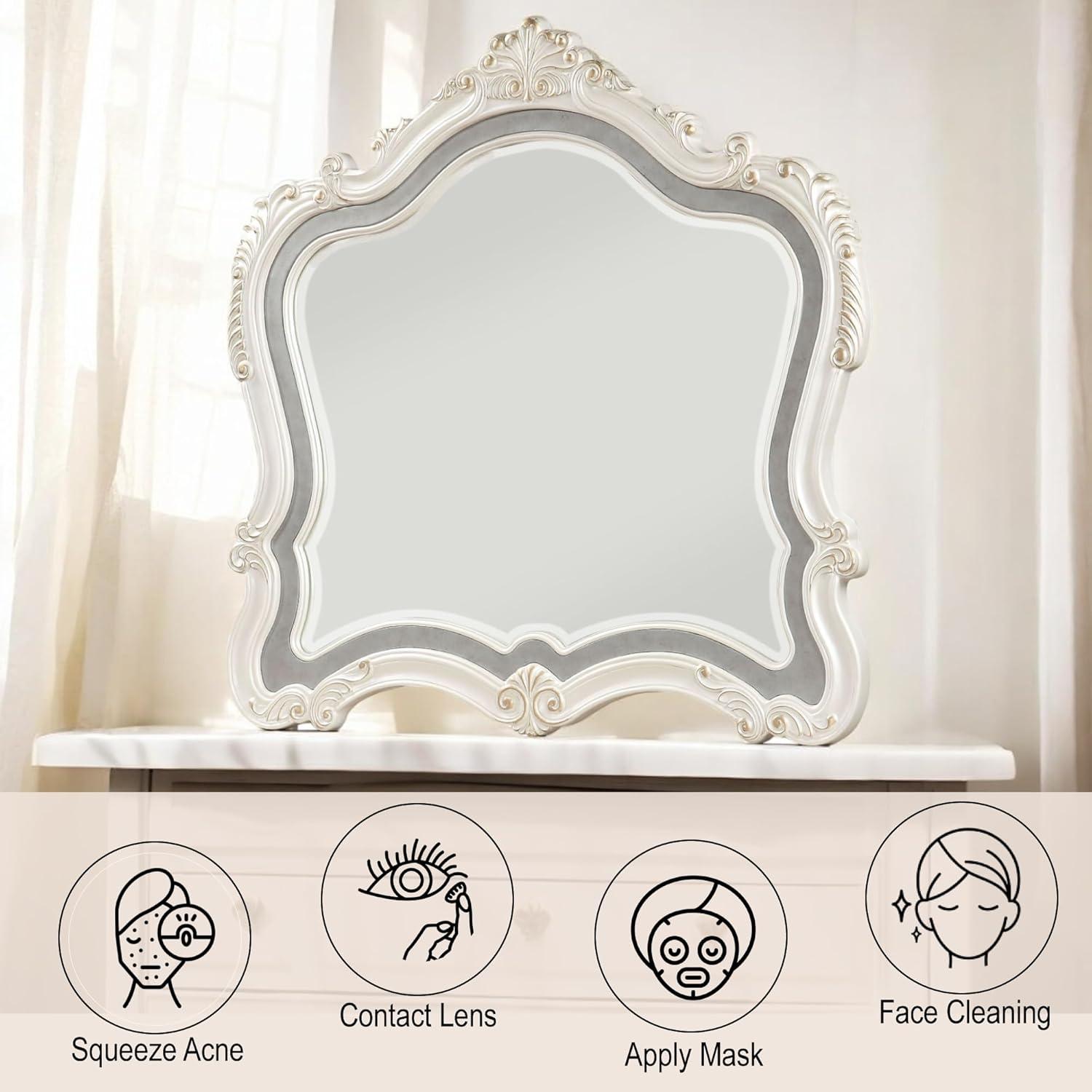 Acme Furniture Chantelle Mirror, Pearl White (23544)