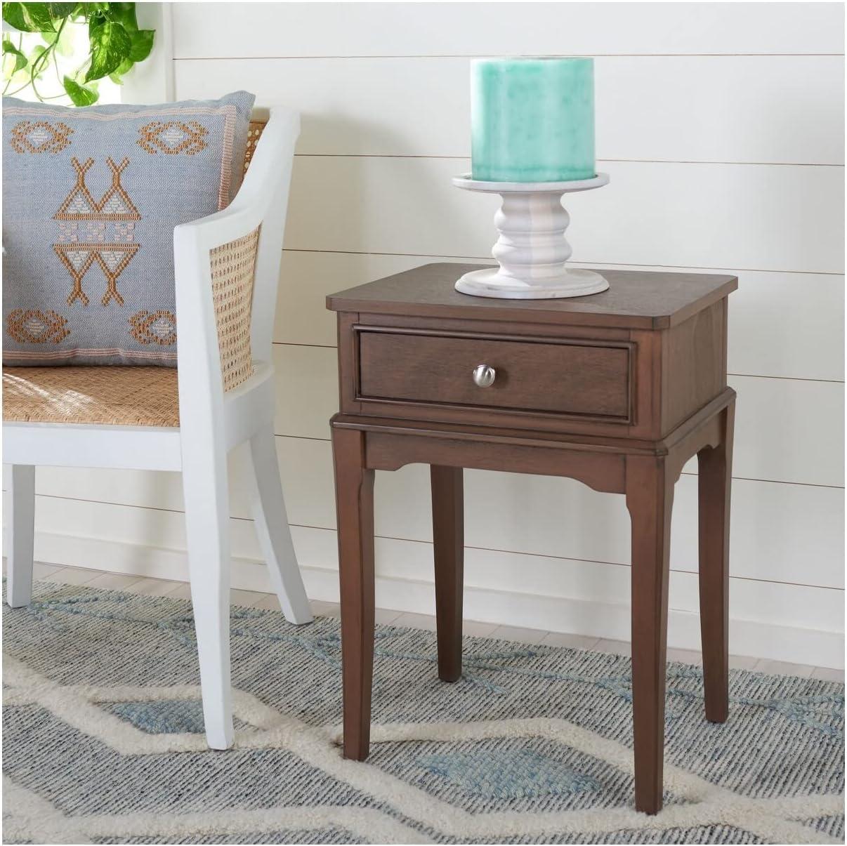 Opal 1 Drawer Accent Table - Distressed White - Safavieh.