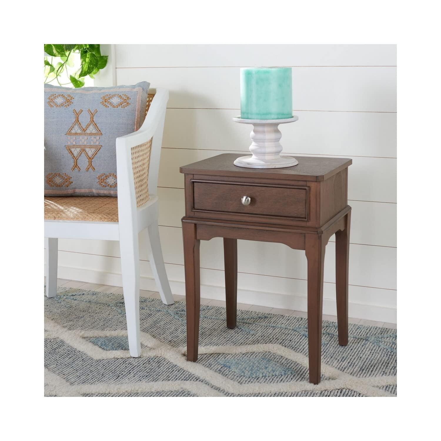 Opal 1 Drawer Accent Table - Distressed White - Safavieh.