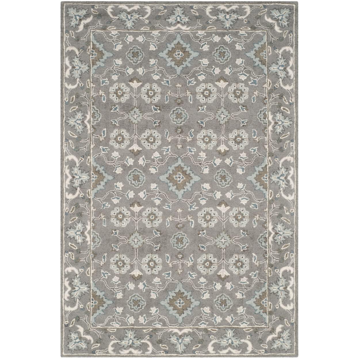 Blossom BLM218 Hand Tufted Area Rug - Grey - 5'x8' - Safavieh.