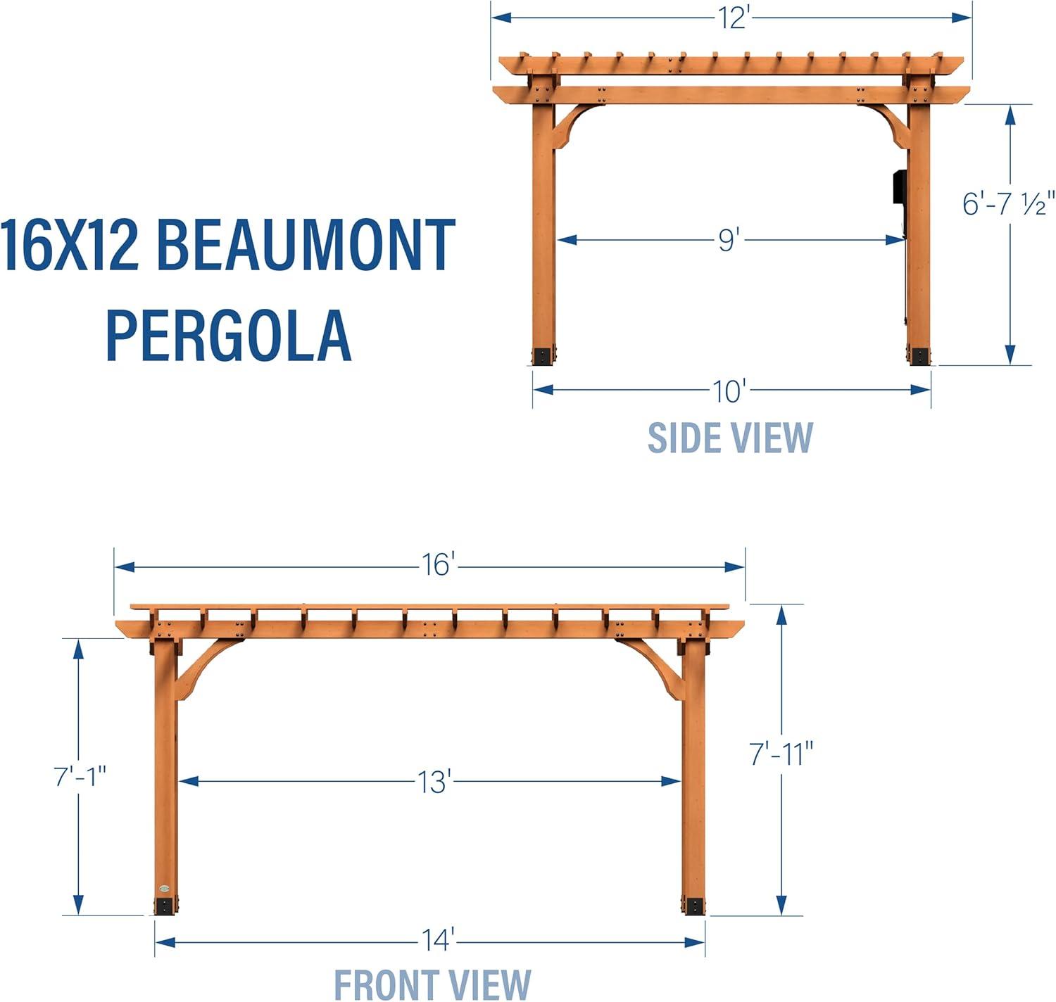 Backyard Discovery Beaumont All Cedar Wooden Pergola (Various Sizes)