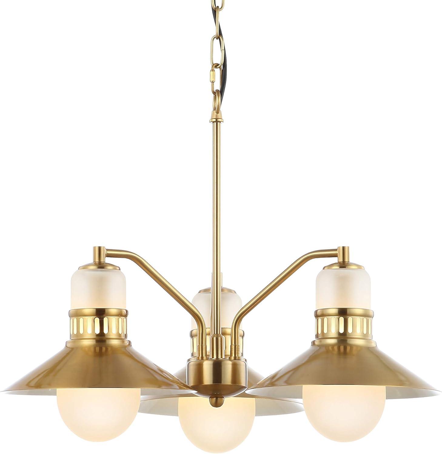 Colin 22" Brass Gold Adjustable Retro LED Chandelier with Crystal Accents