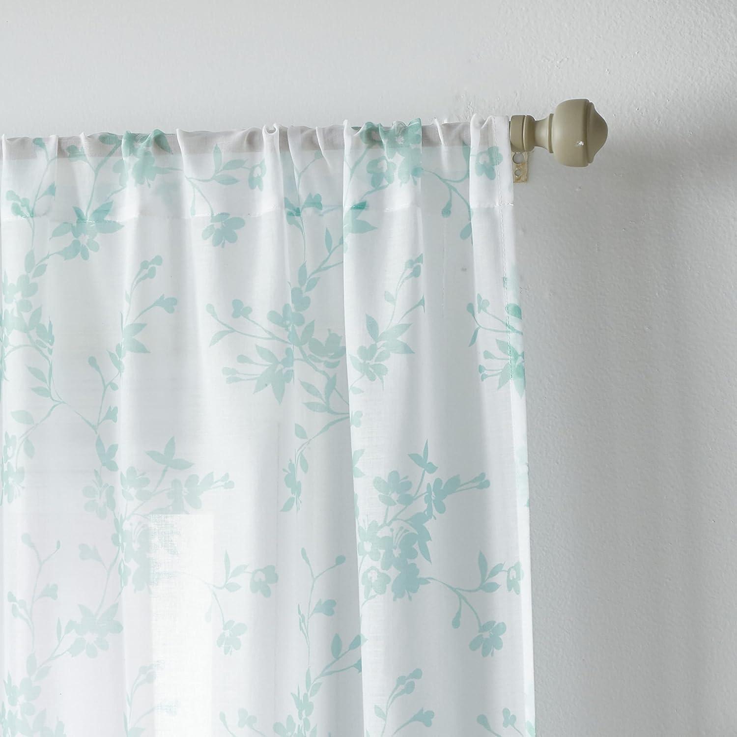 Bellefield Floral Sheer Rod Pocket Curtain Panels