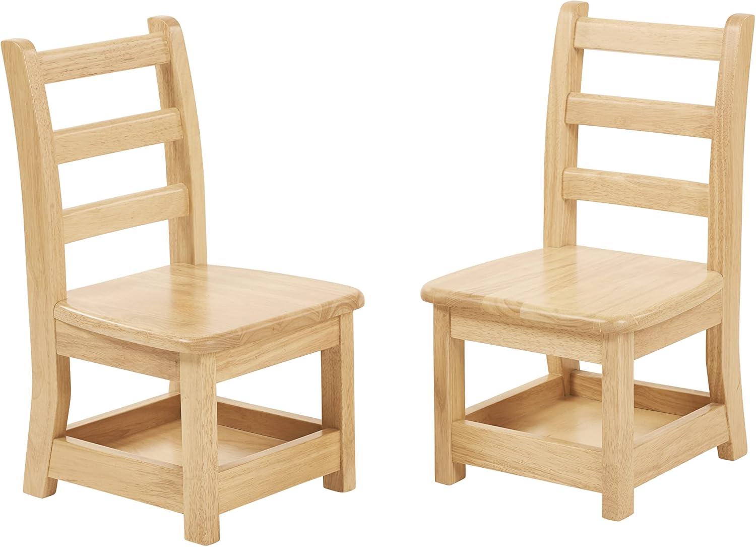 ECR4Kids Three Rung Ladderback Chair with Storage, Classroom Seating, Natural, 2-Pack