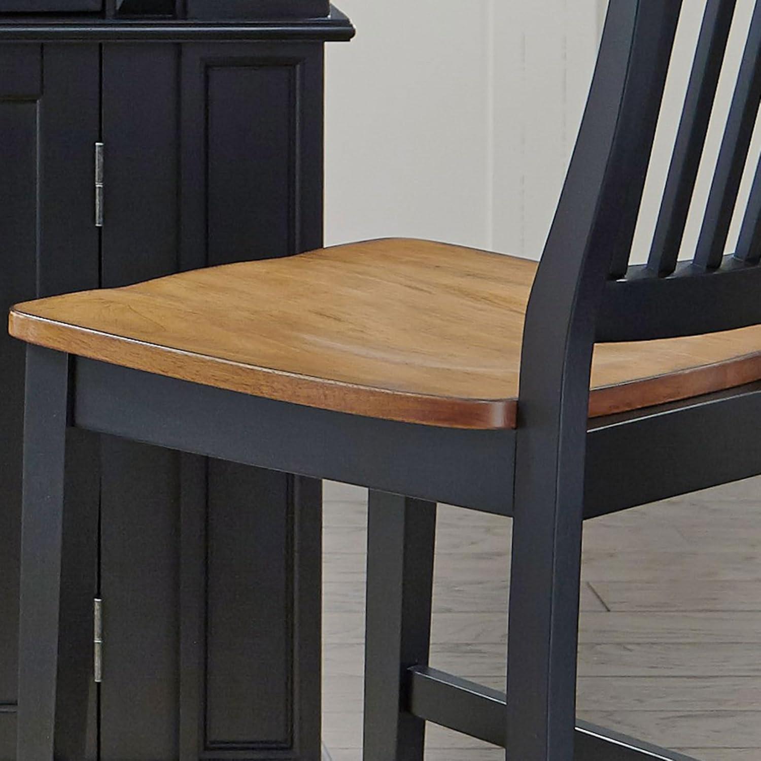 Home Styles Black Counter Stool with Oak Finished Seat