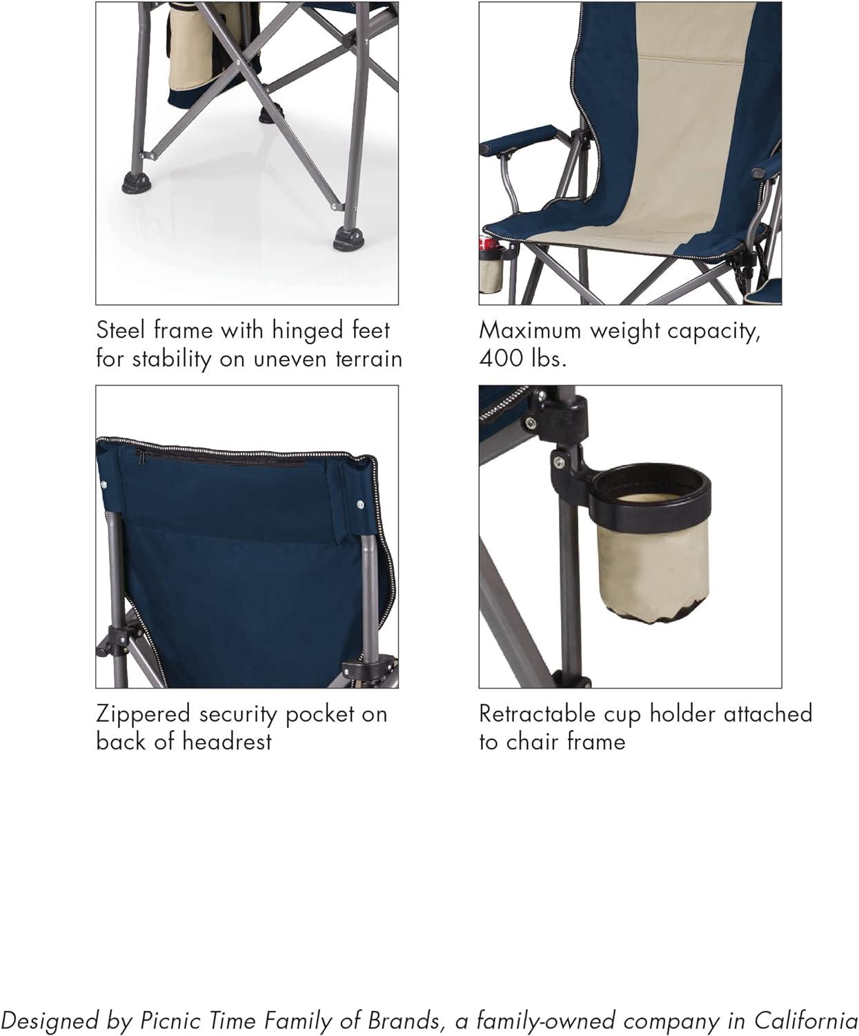 Picnic Time Outlander Camp Chair with Cooler  19.5" x 22" x 19.5/36"