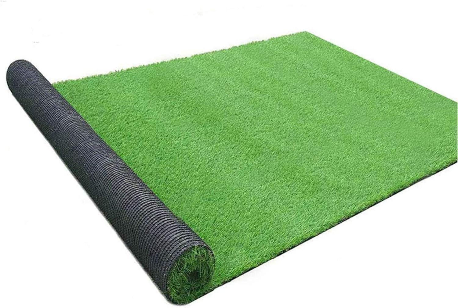 Realistic Green Artificial Grass Mat with Drainage Holes, 5x8 ft