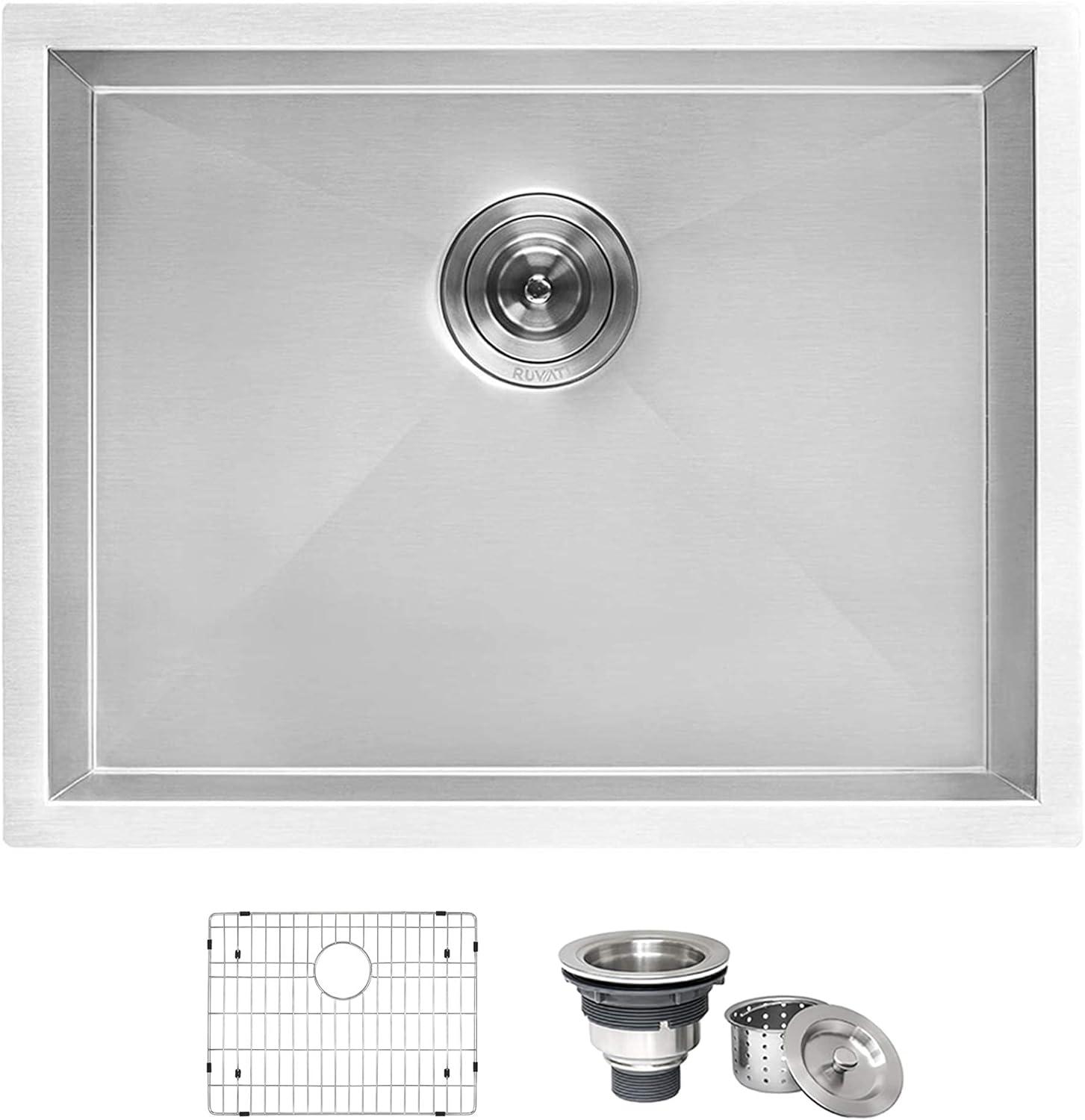 Ruvati 21" x 18" x 12" Deep Laundry Utility Sink Undermount 16 Gauge Stainless Steel