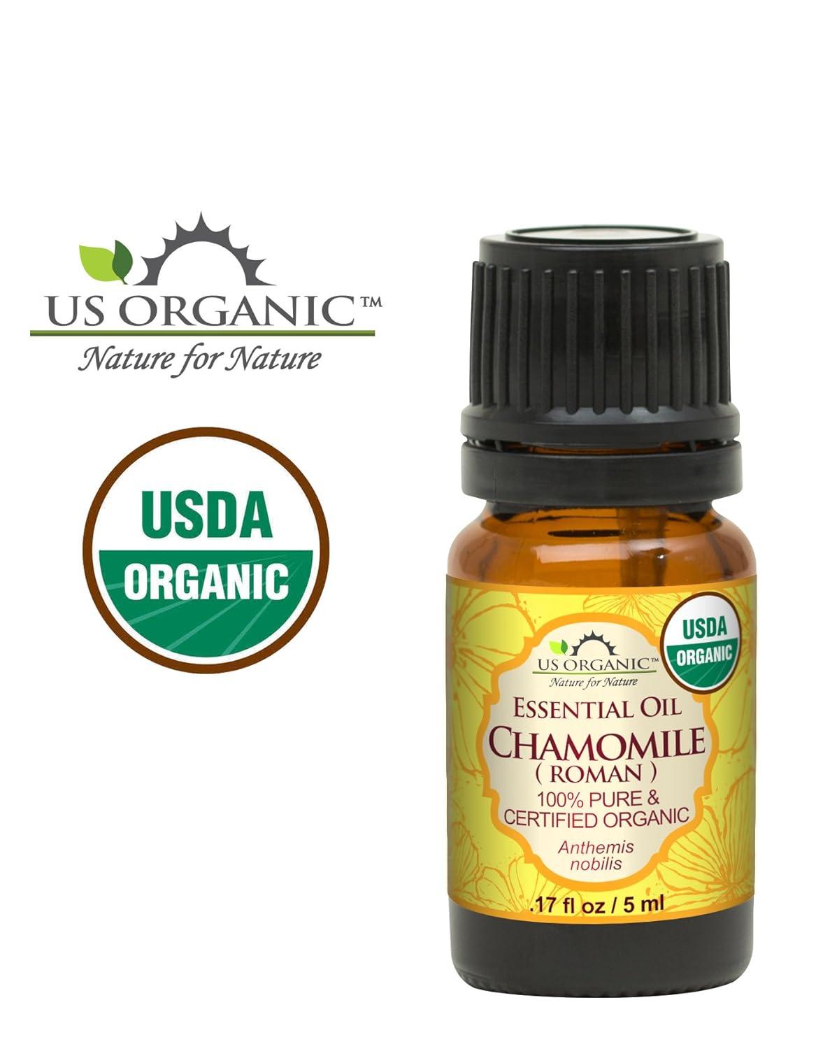 US Organic Chamomile Essential Oil (Roman), 100% Pure Certified USDA Organic 5ml