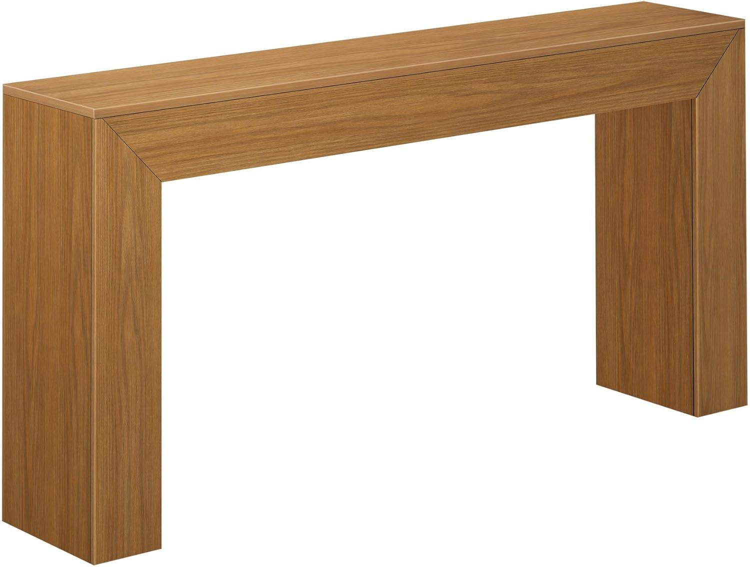 Pecan Wirebrush Solid Wood Console Table with Storage, 66 Inch