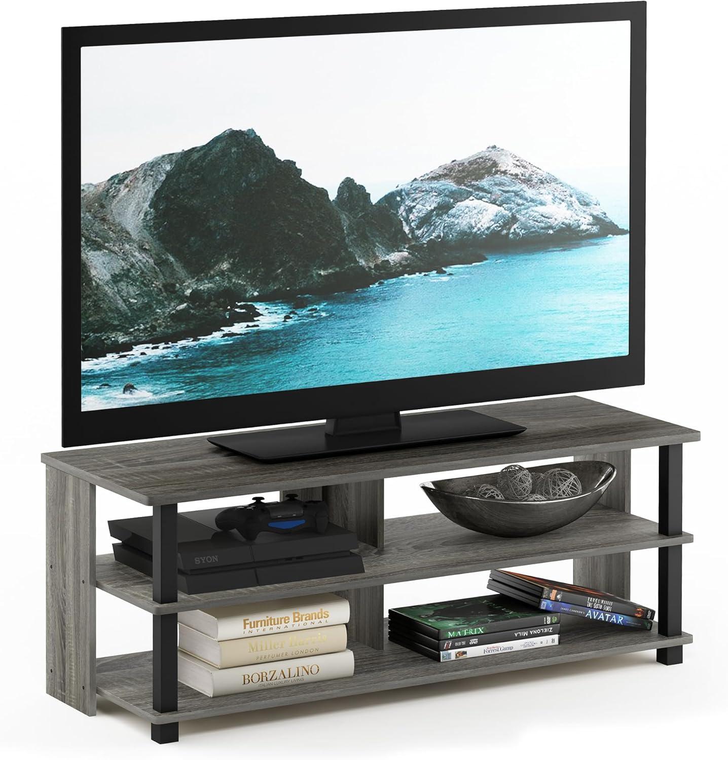 Sully 3-Tier TV Stand for TV up to 50, French Oak Grey/Black, 17077GYW/BK