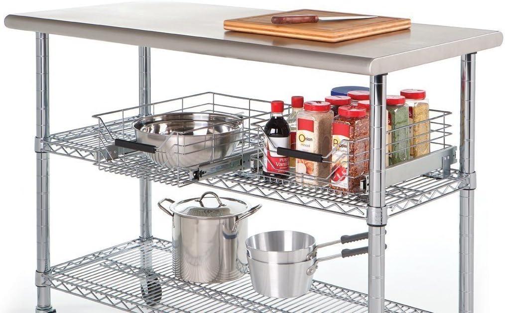 Commercial Stainless Steel Work Table with Chrome Frame