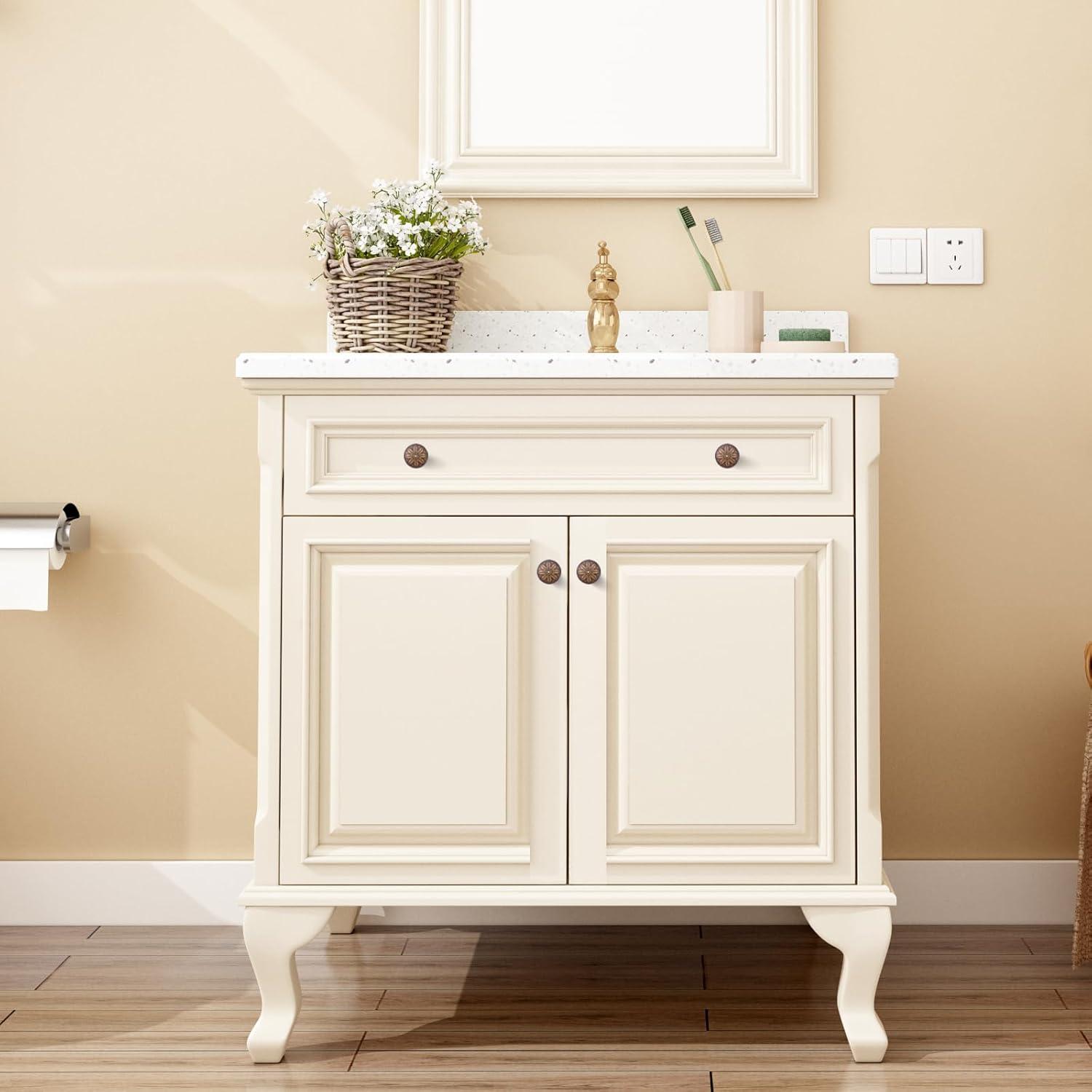 10 Pack Antique Brass Cabinet Knobs Vintage,1.4" Decorative Vintage Cabinet Hardware Handles for Cabinets and Drawers, Brass Kitchen Cabinet knobs Dresser Knobs Drawer Pulls