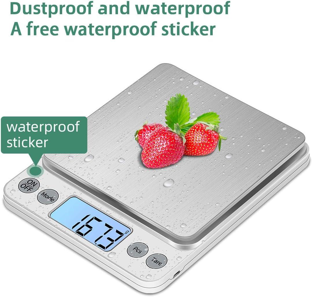 Stainless Steel Digital Kitchen Scale with LCD Display, 5kg/0.1g