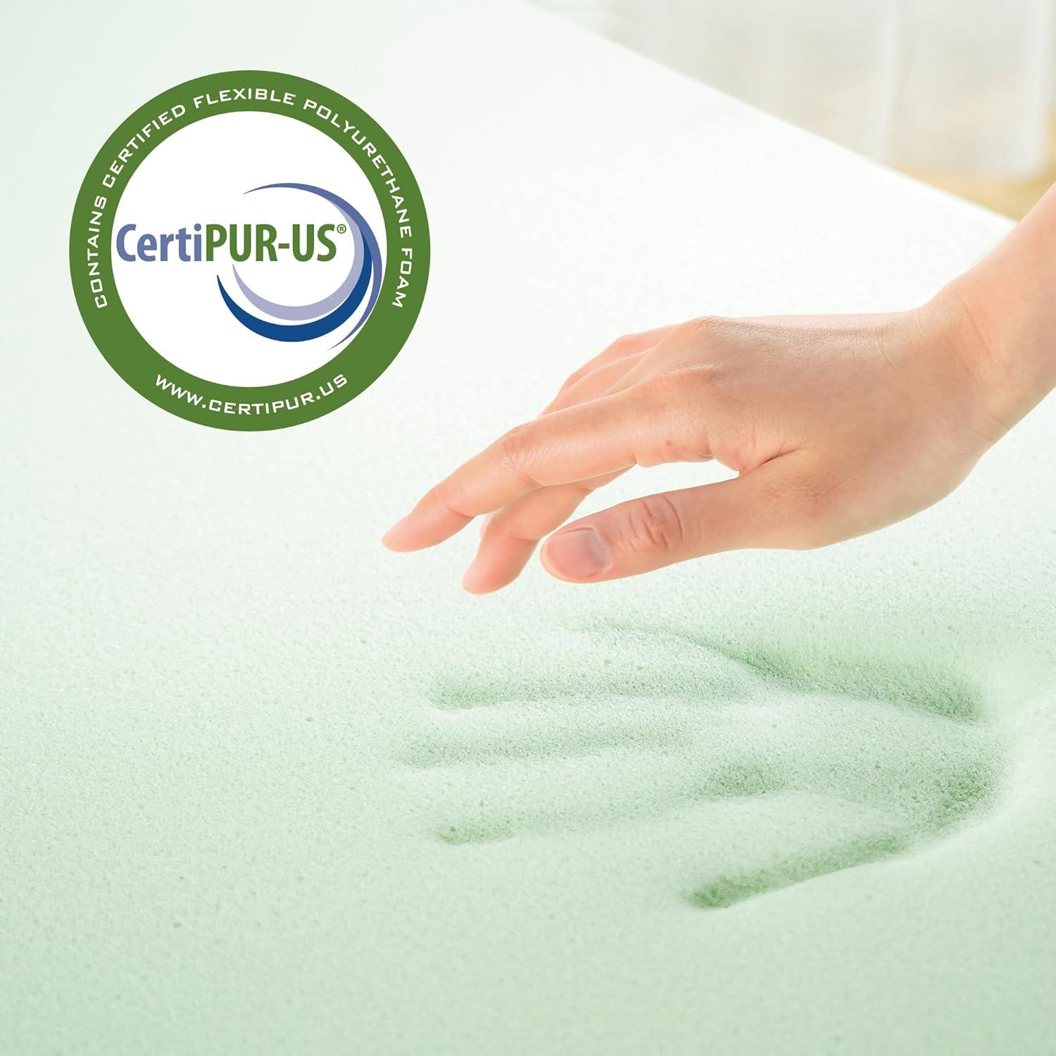 Spa Sensations by Zinus 4" Green Tea TorsoTec® Memory Foam Mattress Topper, Queen