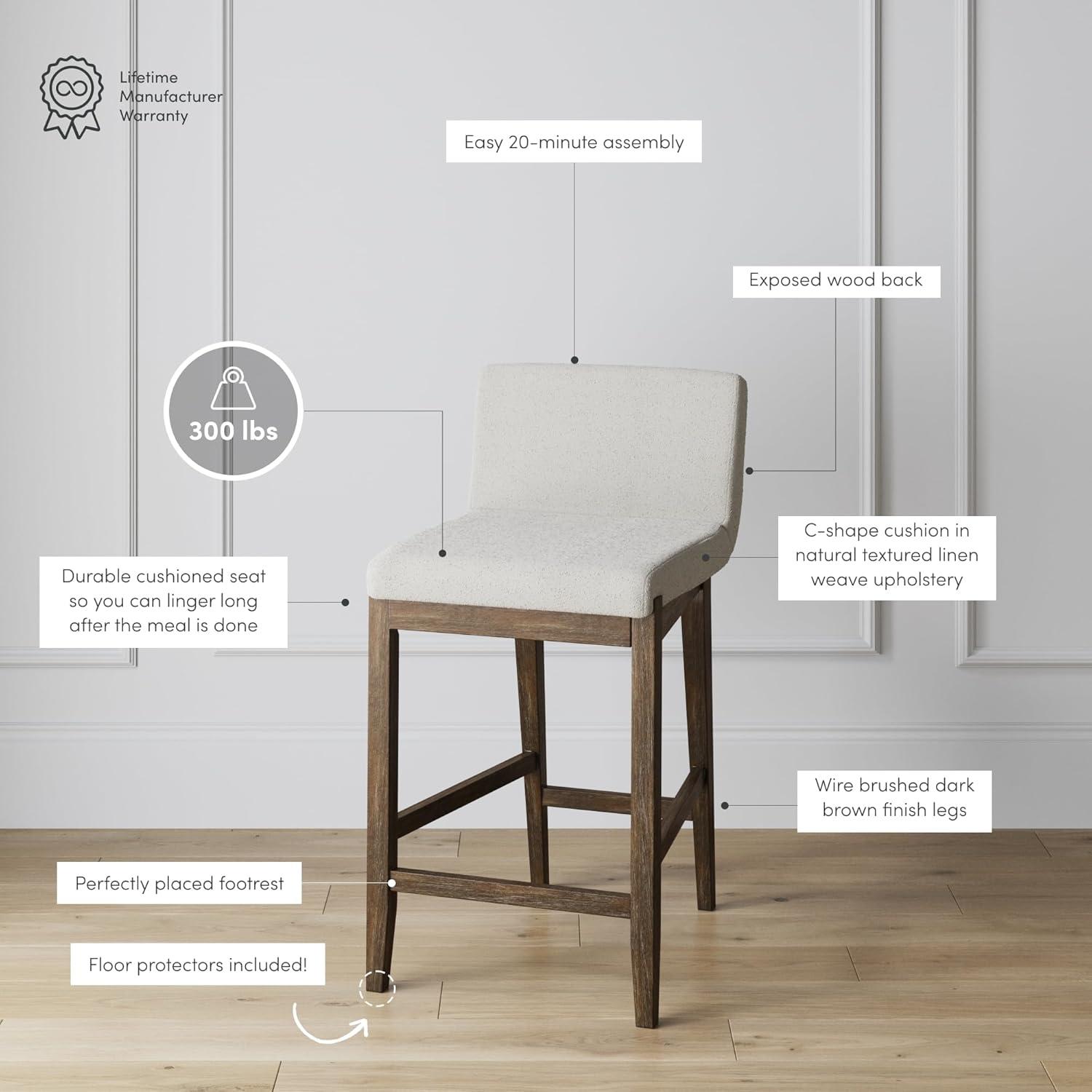 Nathan James Upholstered Wooden Stool