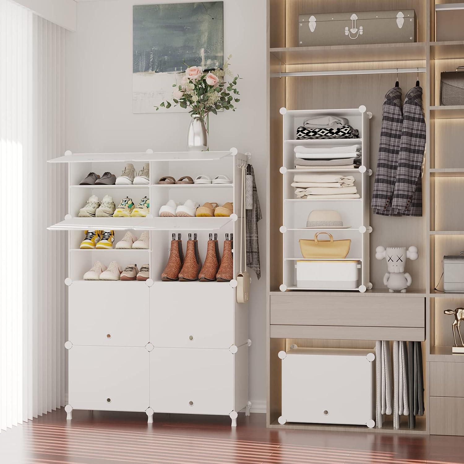 8 Cubes Shoe Organizer With Doors