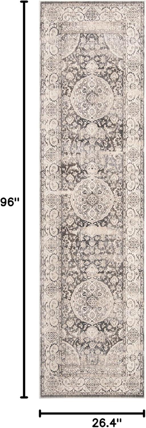 Vintage Persian VTP457 Power Loomed Indoor Runner Rug - Dark Grey/Ivory - 2'2"x8' - Safavieh