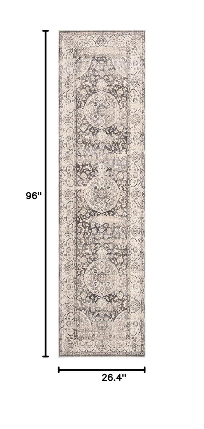 Vintage Persian VTP457 Power Loomed Indoor Runner Rug - Dark Grey/Ivory - 2'2"x8' - Safavieh