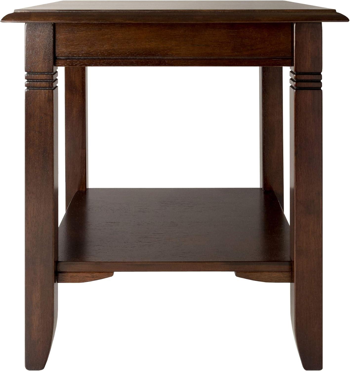 Nolan End Table Cappuccino - Winsome: Solid Wood, Composite, Ribbed Leg Detail, Fixed Shelf