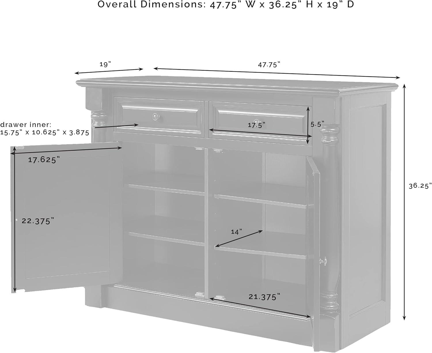 Crosley Shelby Buffet White: Traditional Style Sideboard, Wood Veneer, Adjustable Shelves, Anti-Tip Hardware