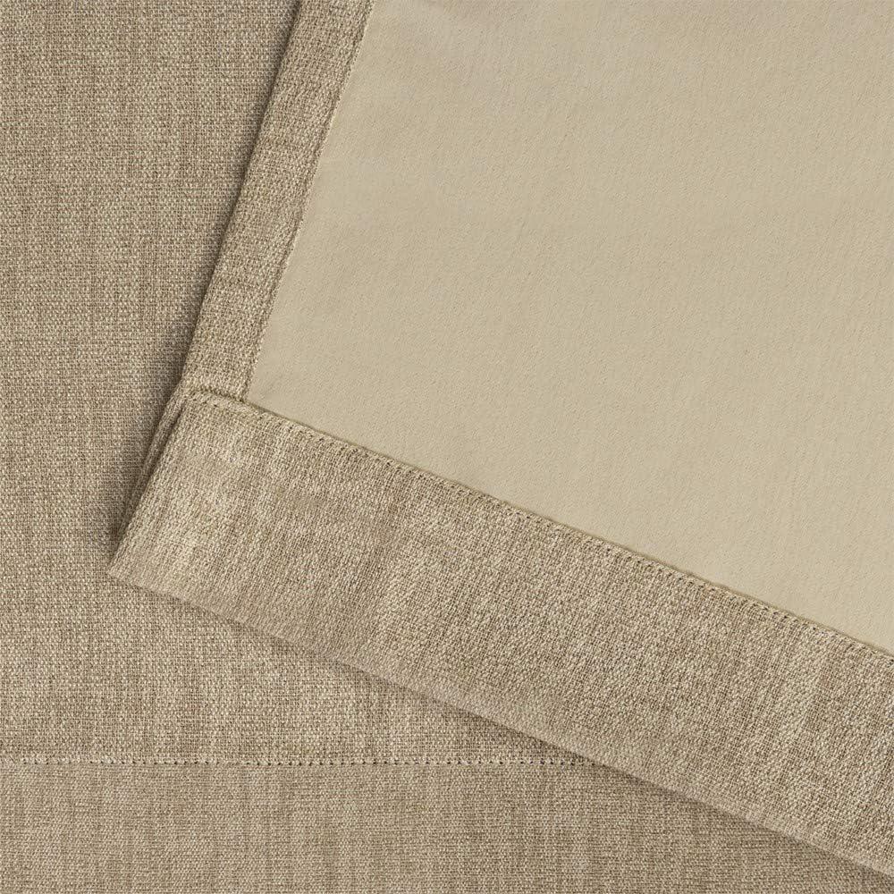 Vesta Heavy Textured Linen Woven Room Darkening Grommet Top Window Curtain Panel Pair Exclusive Home