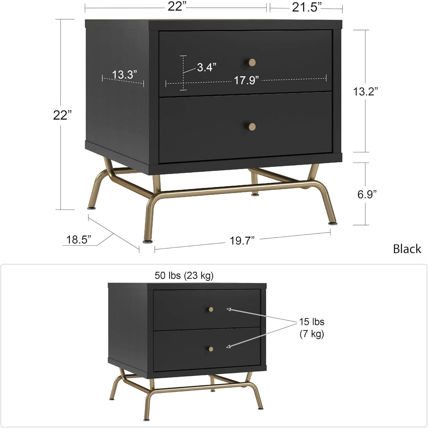 Nova 2 Drawer End Table with Storage